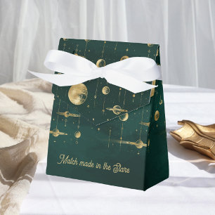 Match made in the Stars Emerald Gold Wedding Favor Boxes