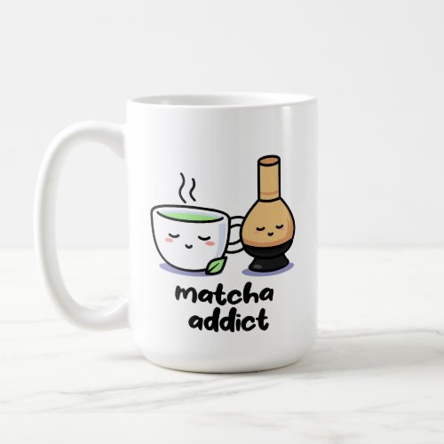 Matcha Addict Japanese Green Tea Cartoon Teacup Coffee Mug