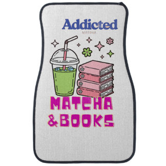 matcha and books design car floor mat