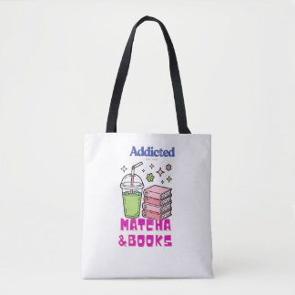 matcha and books design   tote bag