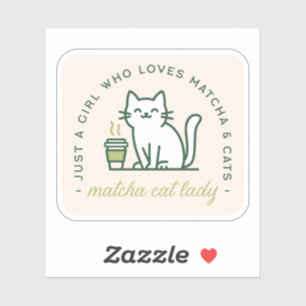 Matcha and cat lover funny just a girl kawaii sticker