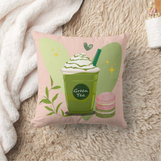 Matcha and Macarons Throw Pillow