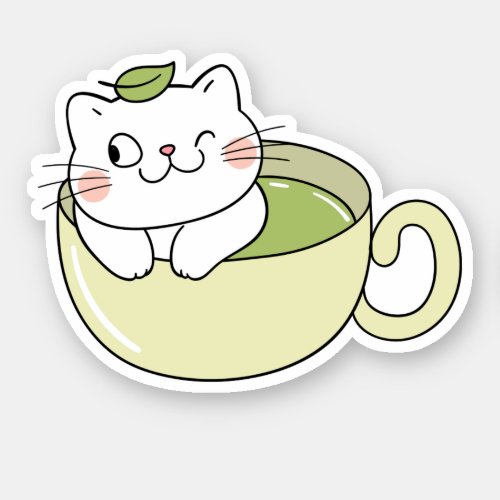 Matcha boba green tea matcha cat sticker