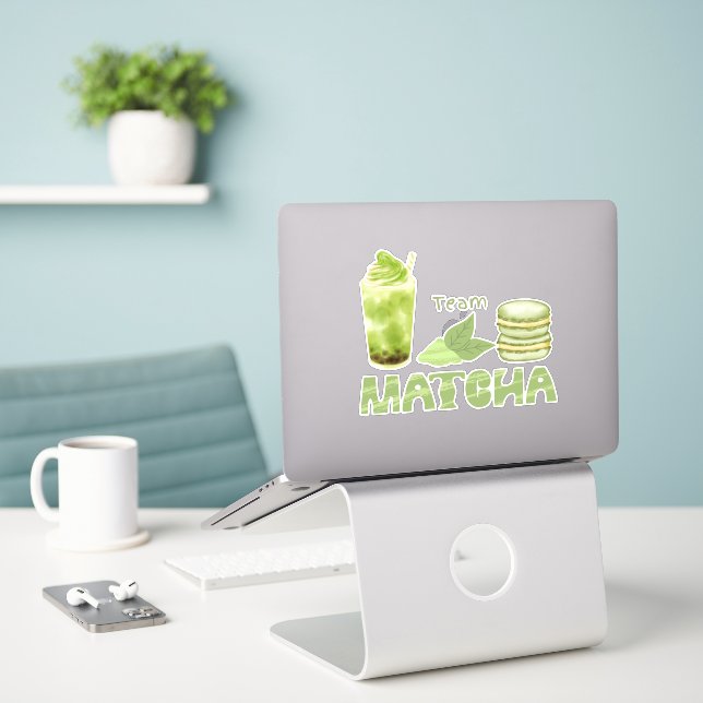 Matcha boba green tea, matcha sticker (Laptop On Desk)