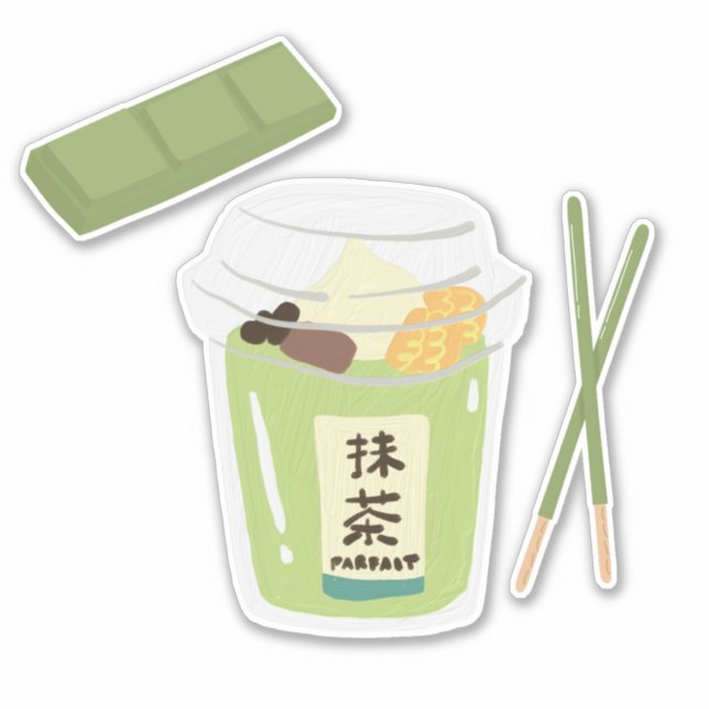 Matcha boba green tea, matcha sticker (Front)