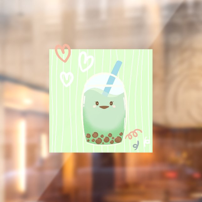 Matcha boba green tea, matcha window cling (Sheet 2)