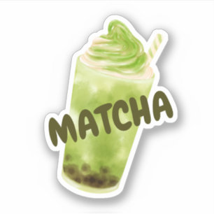 Matcha boba green tea sticker