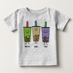 Matcha boba tea green drink milk Taro tapioca Baby T-Shirt