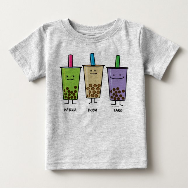 Matcha boba tea green drink milk Taro tapioca Baby T-Shirt (Front)
