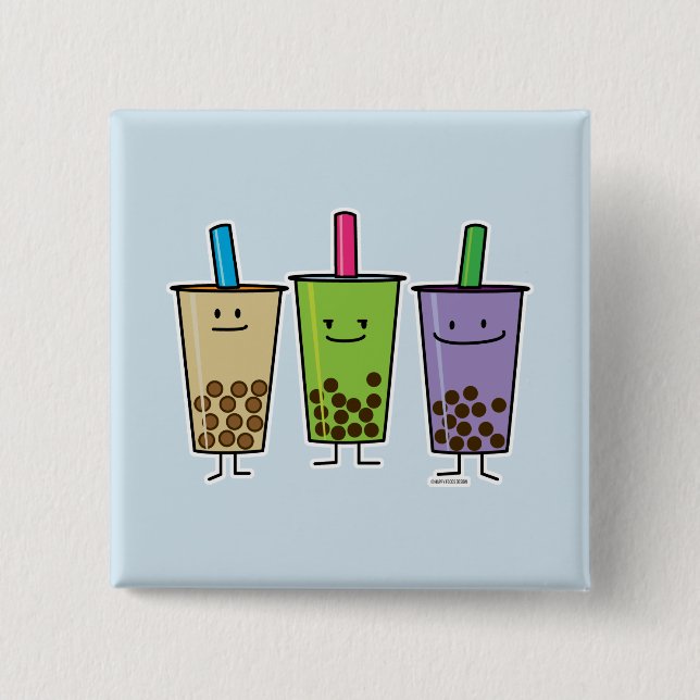 Matcha boba tea green drink milk Taro tapioca Button (Front)