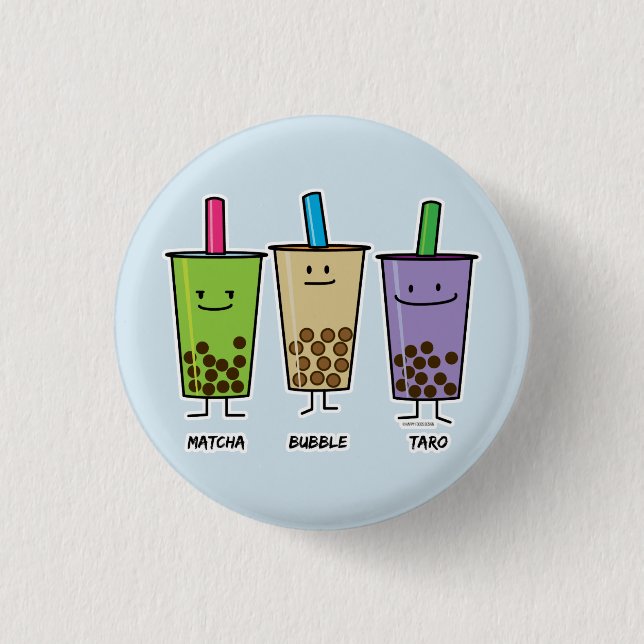 Matcha boba tea green drink milk Taro tapioca Button (Front)