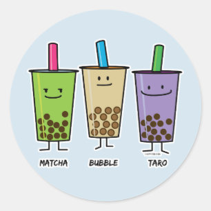 Matcha boba tea green drink milk Taro tapioca Japa Classic Round Sticker