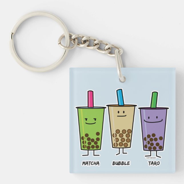 Matcha boba tea green drink milk Taro tapioca Japa Keychain (Front)