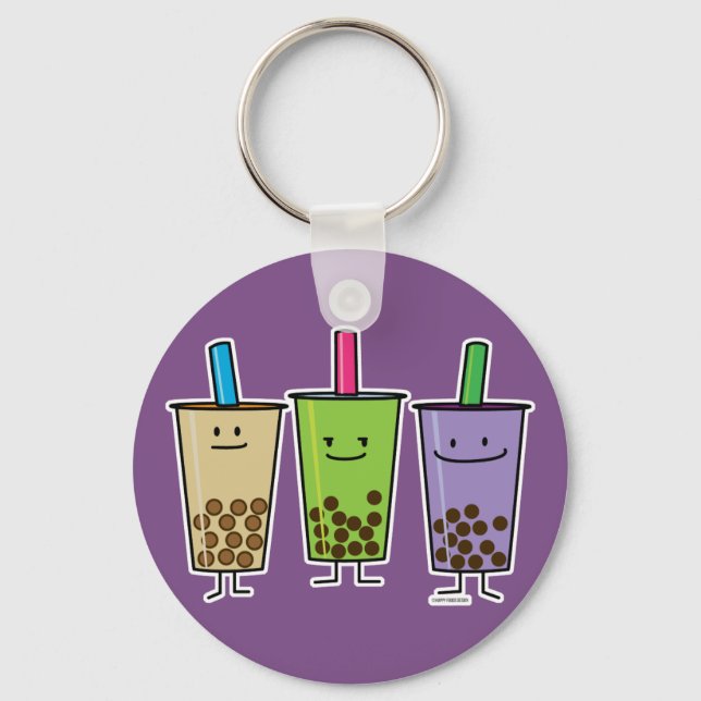 Matcha boba tea green drink milk Taro tapioca Japa Keychain (Front)