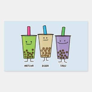 Matcha boba tea green drink milk Taro tapioca Japa Rectangular Sticker