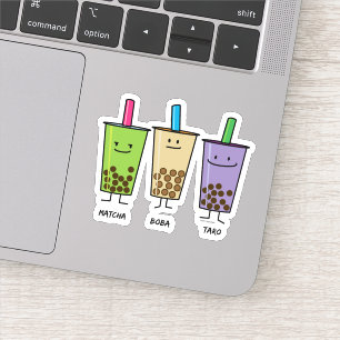 Matcha boba tea green drink milk Taro tapioca Japa Sticker