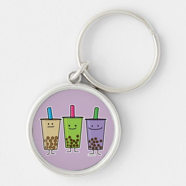 Matcha boba tea green drink milk Taro tapioca Keychain (Front)