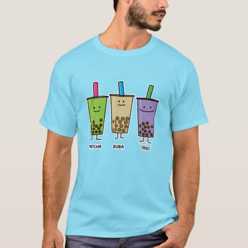 Matcha boba tea green drink milk Taro tapioca T_Shirt