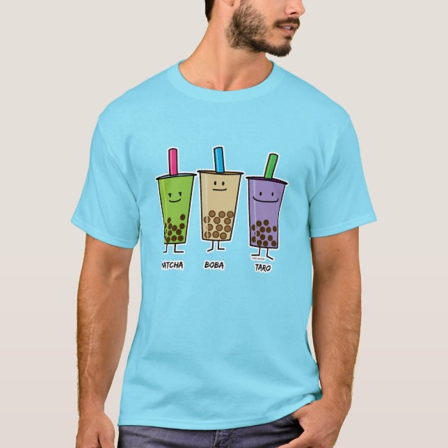 Matcha boba tea green drink milk Taro tapioca T-Shirt (Front)