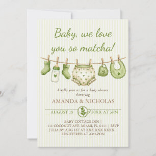 Matcha Boy Girl Baby Shower Invitation