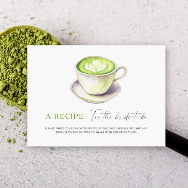 Matcha bridal shower. Recipe for the bride to be Enclosure Card (Creator Uploaded)