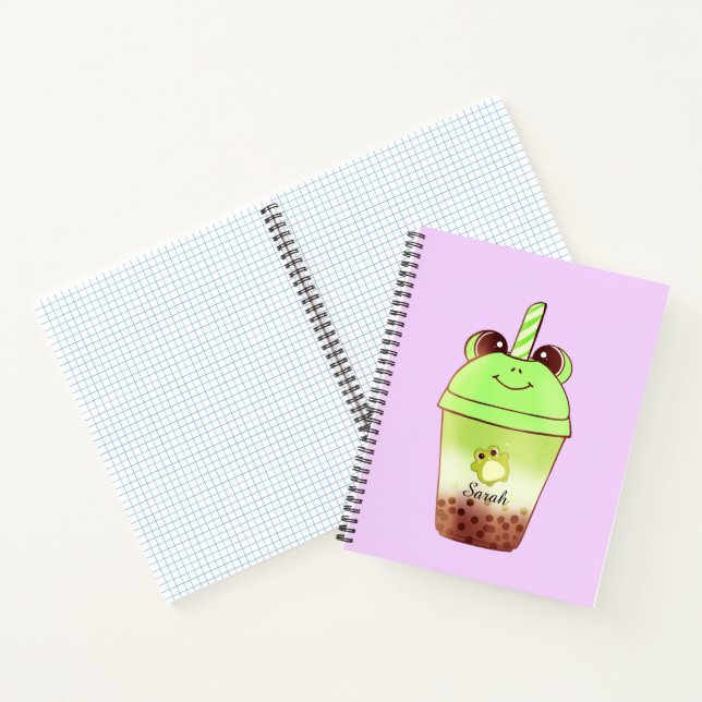 Matcha Bubble Tea Milk Tea Frog  Notebook (Inside)
