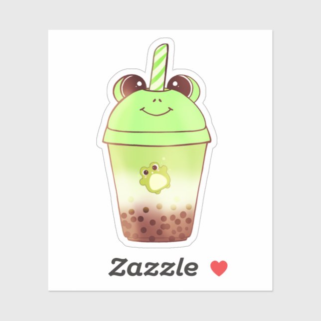 Matcha Bubble Tea Milk Tea Frog  Sticker (Sheet)