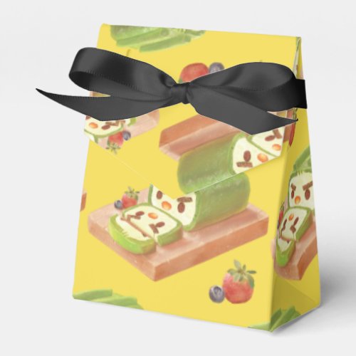 Matcha Cake Roll Illustration Favor Boxes