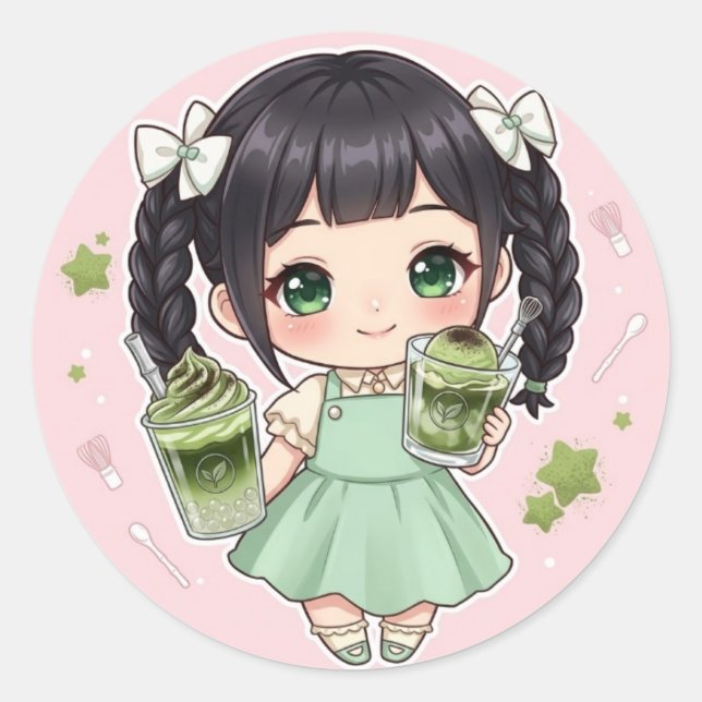 Matcha Classic Round Sticker (Front)