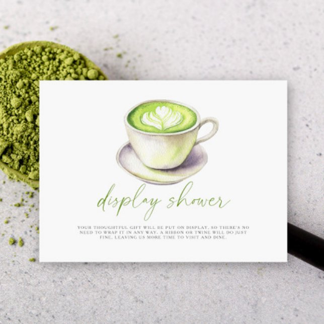 matcha cup bridal shower Display shower Enclosure Card (Creator Uploaded)