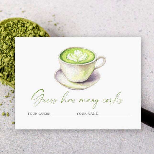 Matcha cup How many corks bridal game Enclosure Card (Creator Uploaded)