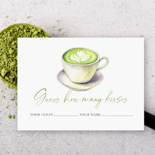 Matcha cup How many kisses bridal game Enclosure Card