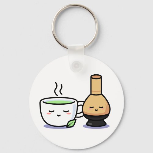 Matcha Cup Whisk Japanese Green Tea Cartoon Keychain