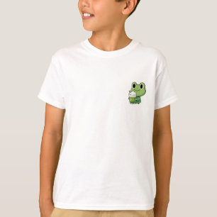 Matcha Drinking Frog in Green Robe Kids T-Shirt