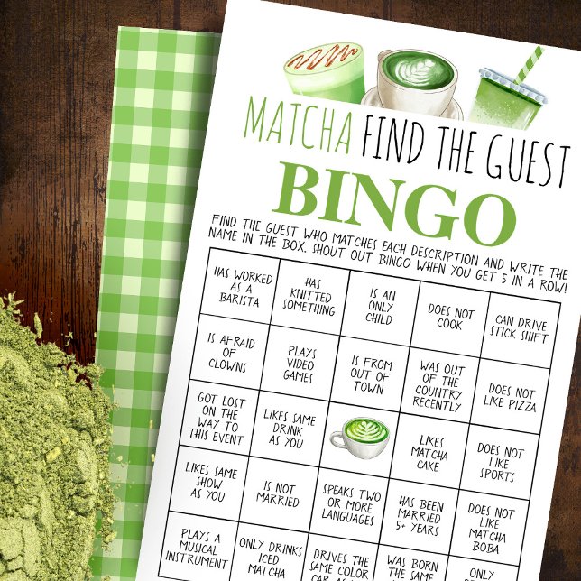 Matcha Find the Guest Bingo Game Card Flyer (Creator Uploaded)