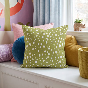 Matcha Green Abstract Scattered Dots Throw Pillow