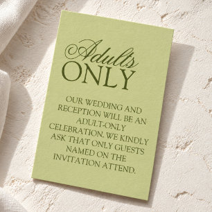 Matcha Green Adults Only Wedding Details Enclosure Card