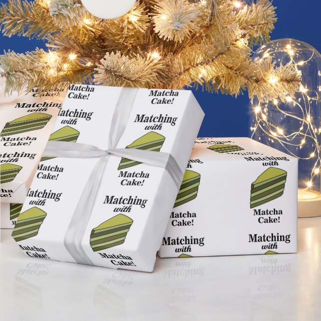Matcha Green Cake Funny Birthday Wrapping Paper (Holidays)