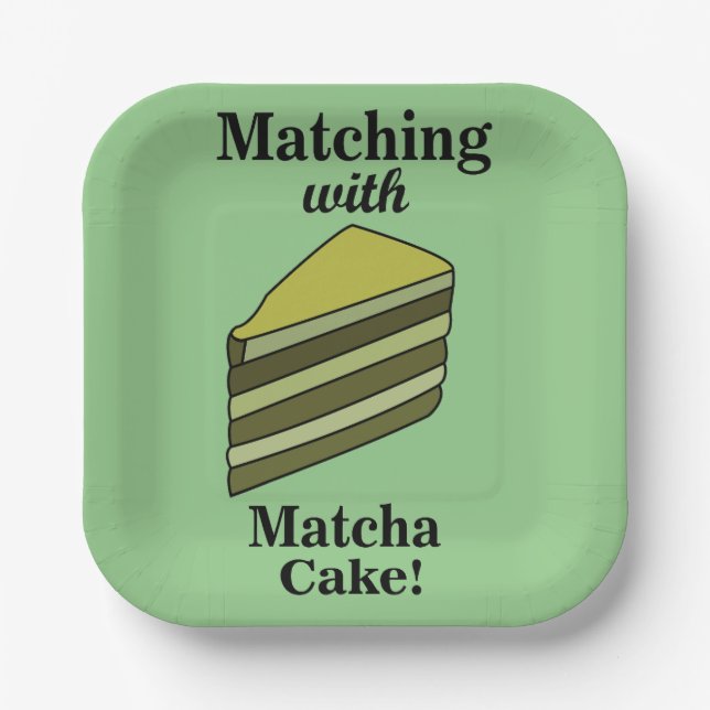 Matcha Green Cake Party Paper Plates (Front)