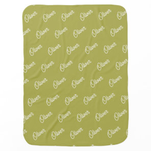 Matcha Green Custom Kids Name Repeat Baby Blanket