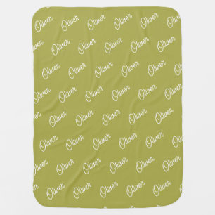 Matcha Green Custom Kids Name Repeat Baby Blanket