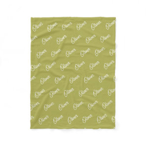 Matcha Green Custom Kids Name Repeat Fleece Blanket