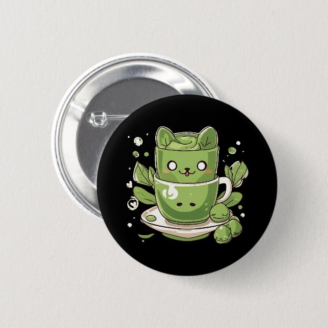 matcha green tea button (Front & Back)
