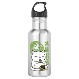 Matcha Green Tea Cat Stainless Steel Water Bottle