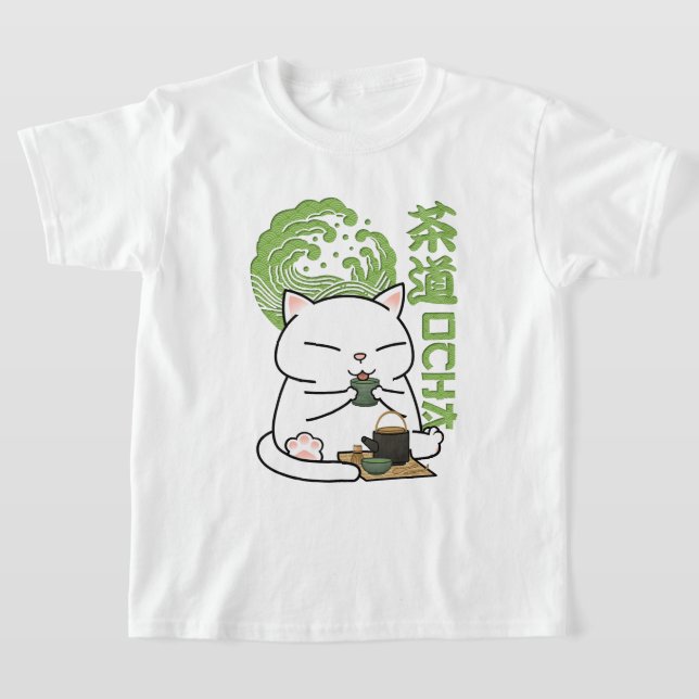Matcha Green Tea Cat  T-Shirt (Laydown)