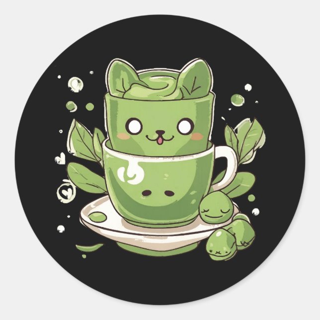 matcha green tea classic round sticker (Front)