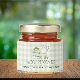 Matcha Green Tea Gingham Baby Shower Honey Jar Favors