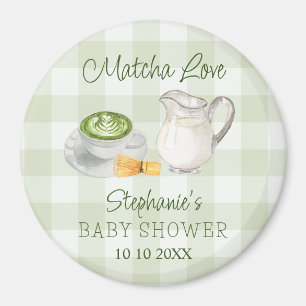Matcha Green Tea Gingham Baby Shower Raffle Prize Magnet