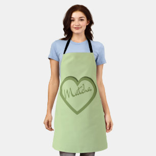 Matcha Green Tea Groovy Y2k Heart Apron