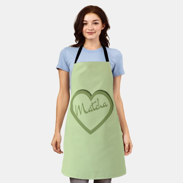 Matcha Green Tea Groovy Y2k Heart  Apron (Worn)